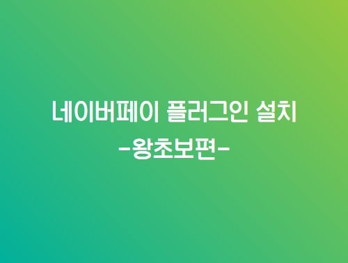 네이버페이 플러그인 설치 – 왕초보편 (주문형)
